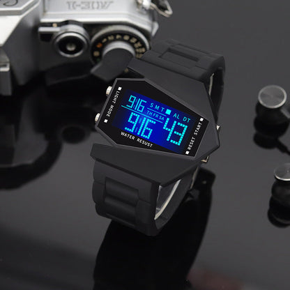 💥⌚Kreativ og lysende LED-klokke formet som et fly🔥