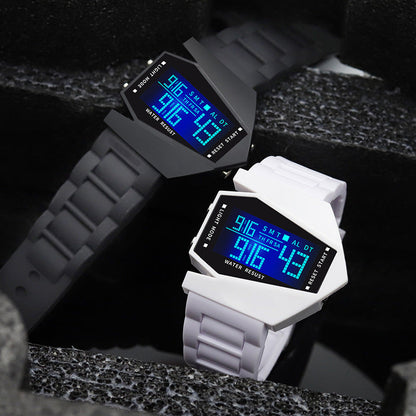 💥⌚Kreativ og lysende LED-klokke formet som et fly🔥