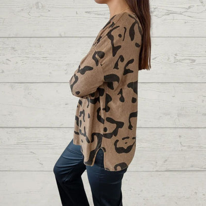 T-shirt a maniche lunghe con motivi di animali italiani per le donne