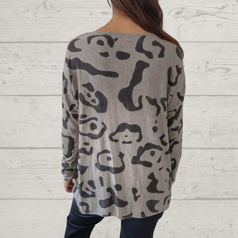 T-shirt a maniche lunghe con motivi di animali italiani per le donne
