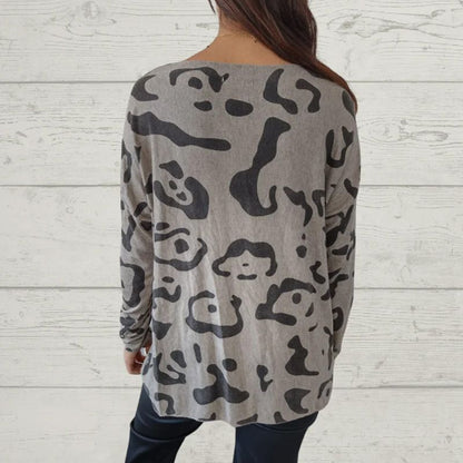T-shirt a maniche lunghe con motivi di animali italiani per le donne
