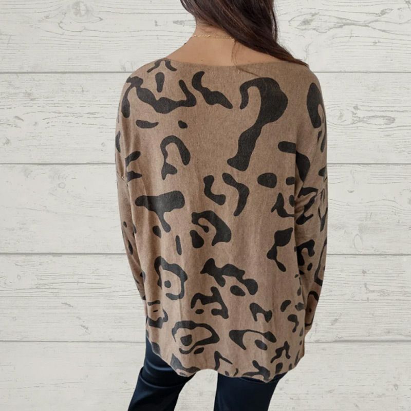 T-shirt a maniche lunghe con motivi di animali italiani per le donne