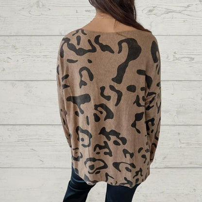 T-shirt a maniche lunghe con motivi di animali italiani per le donne
