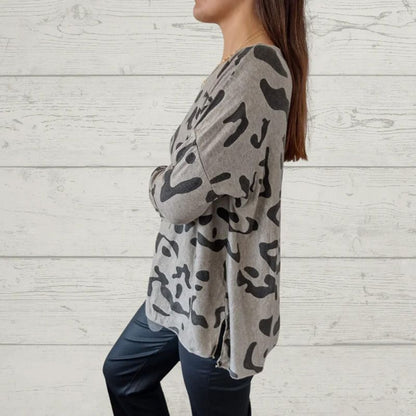 T-shirt a maniche lunghe con motivi di animali italiani per le donne