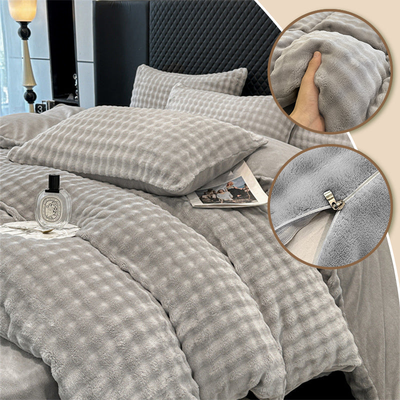 Winter fluffy plush MILK VELVET COMFORTER SET