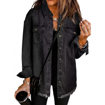 🔥Solange der Vorrat reicht 40 % Rabatt!🎉Zerrissene Jeansjacke mit Schnittkante für Damen