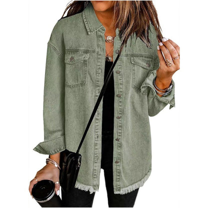 🔥Solange der Vorrat reicht 40 % Rabatt!🎉Zerrissene Jeansjacke mit Schnittkante für Damen