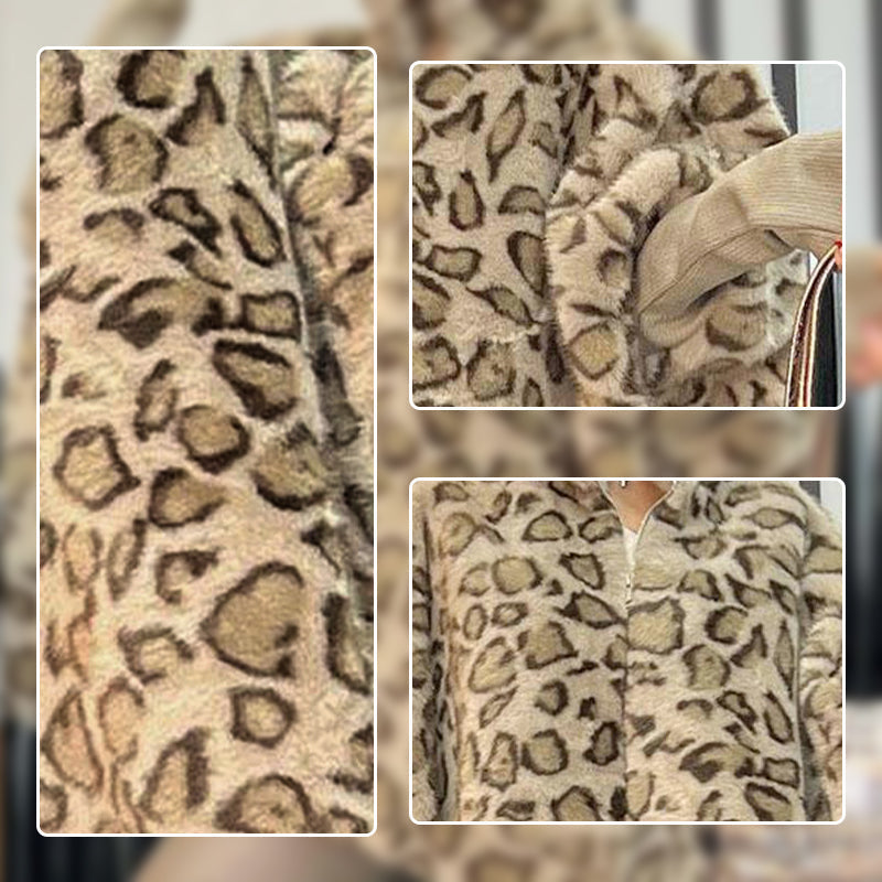 2025 korting aan het begin van het jaar💖👗Dames imitatiebontjas met luipaardprint🌟