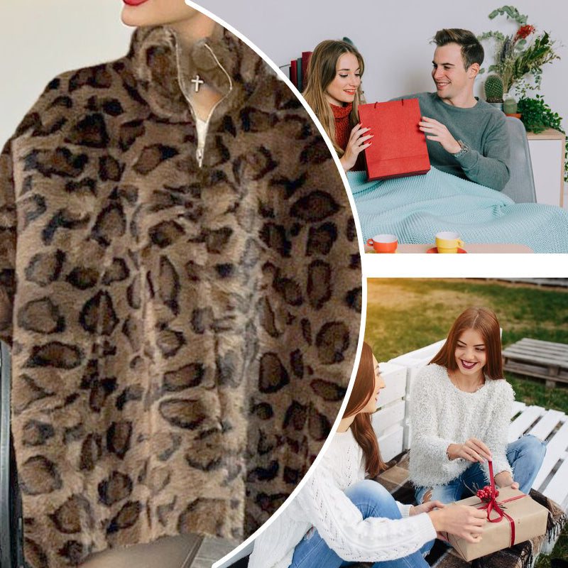 2025 korting aan het begin van het jaar💖👗Dames imitatiebontjas met luipaardprint🌟