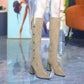 Spitze Spitze Klotzige Ferse Warme Lange Stiefel