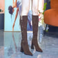 Spitze Spitze Klotzige Ferse Warme Lange Stiefel