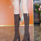 Spitze Spitze Klotzige Ferse Warme Lange Stiefel