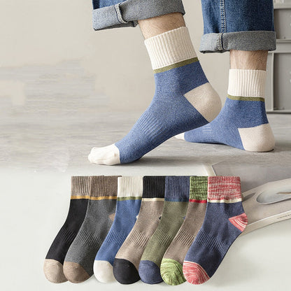 Men comfortable, breathable socks with color block design