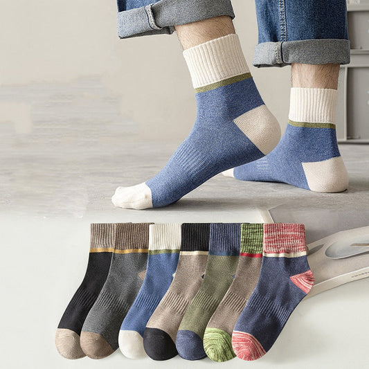 Men comfortable, breathable socks with color block design