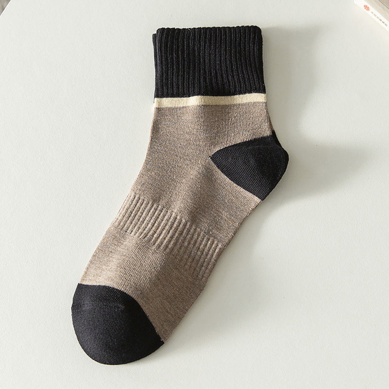 Men comfortable, breathable socks with color block design