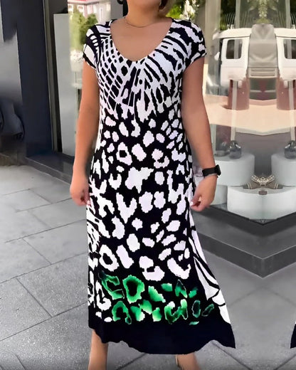 💖Beperkte uitverkoop 50% KORTING💖Casual bedrukte jurk met korte mouwen