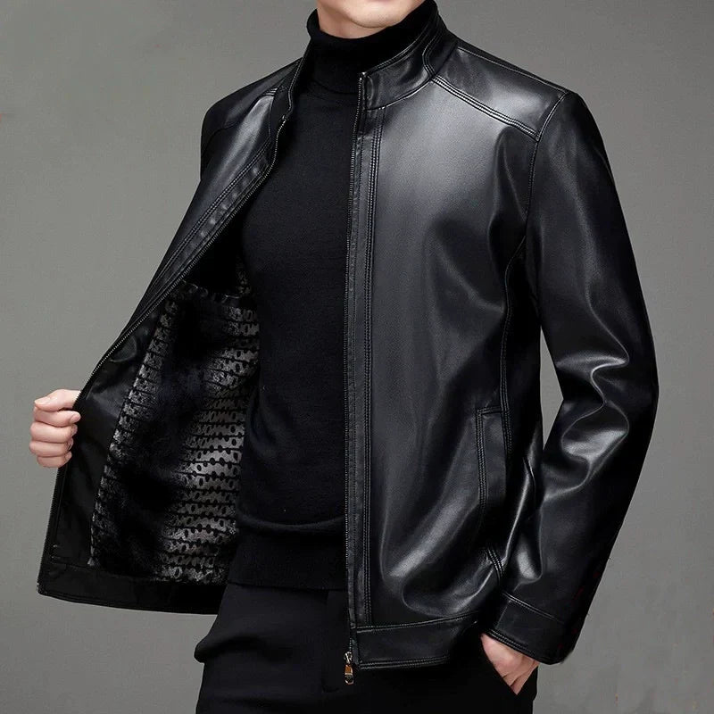🔥Solange der Vorrat reicht 40 % Rabatt!🎉Legere PU-Lederjacke für Herren