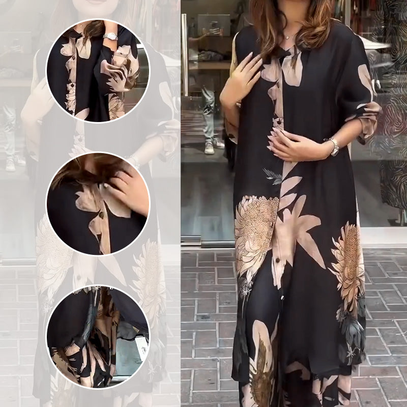 Camicia da due parti con risvolto e pantaloni per donne