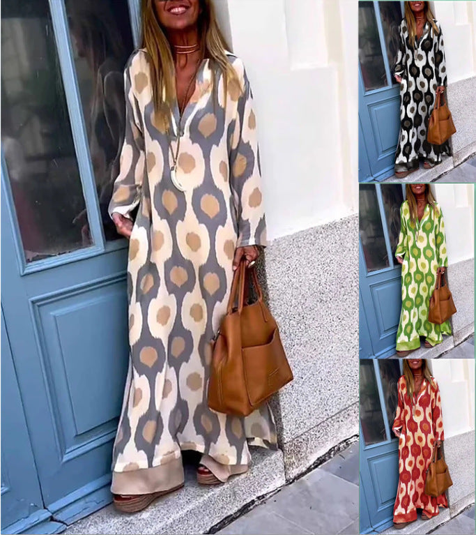 Neues Sommerkleid mit Nepal-Druck und V-Ausschnitt