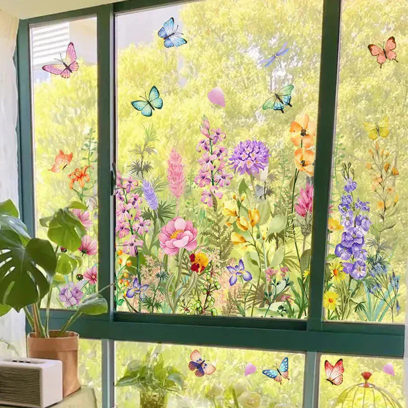 Bunter Blumenstrauß-Fensteraufkleber🖼️(frei zuschneidbar)
