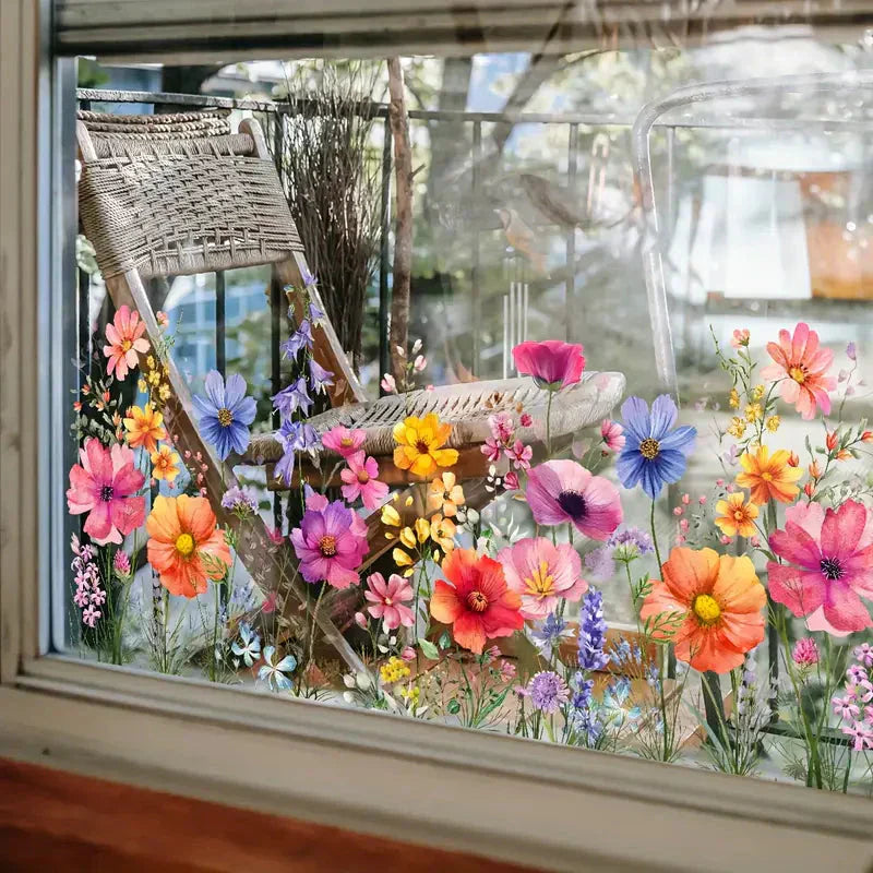 Bunter Blumenstrauß-Fensteraufkleber🖼️(frei zuschneidbar)