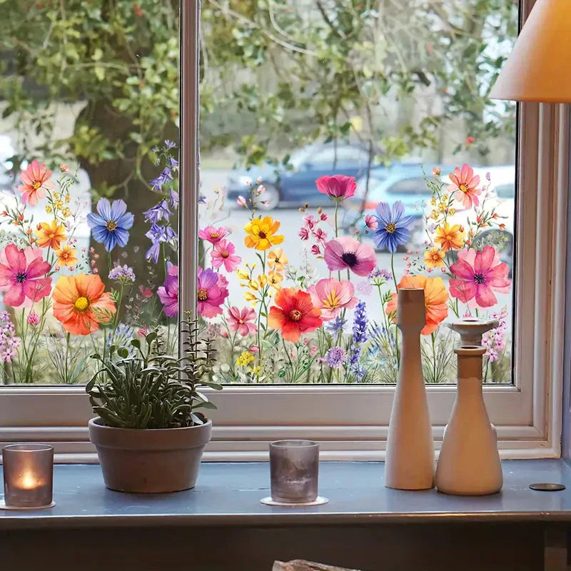 Bunter Blumenstrauß-Fensteraufkleber🖼️(frei zuschneidbar)