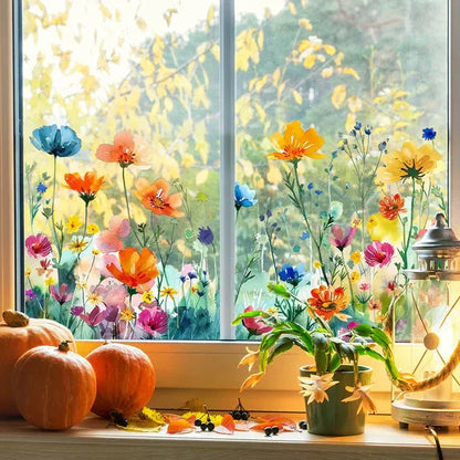 Bunter Blumenstrauß-Fensteraufkleber🖼️(frei zuschneidbar)