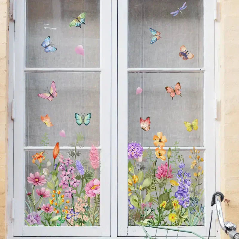 Bunter Blumenstrauß-Fensteraufkleber🖼️(frei zuschneidbar)
