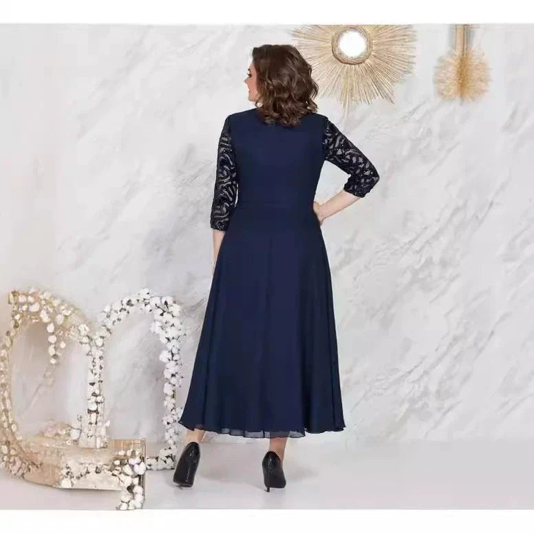 👗Vårnyheter Tidsbegränsad 50% rabatt✨Elegant spetsklänning i plusstorlek