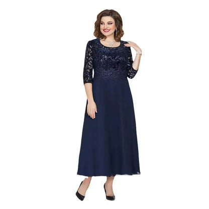 👗Vårnyheter Tidsbegränsad 50% rabatt✨Elegant spetsklänning i plusstorlek