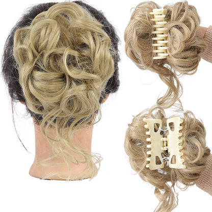 Messig bun hårdel, bølgepunkt krøllete chignon hestehale hårdel for daglig bruk