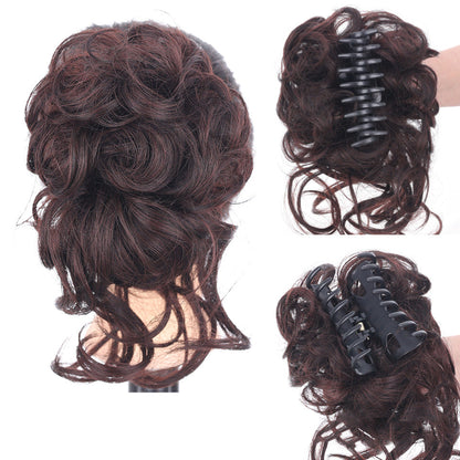 Messig bun hårdel, bølgepunkt krøllete chignon hestehale hårdel for daglig bruk