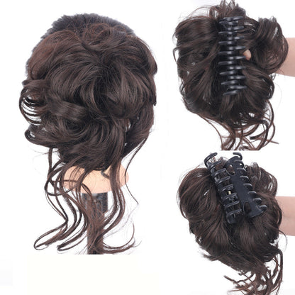 Messig bun hårdel, bølgepunkt krøllete chignon hestehale hårdel for daglig bruk