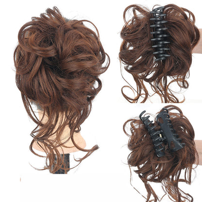 Messig bun hårdel, bølgepunkt krøllete chignon hestehale hårdel for daglig bruk