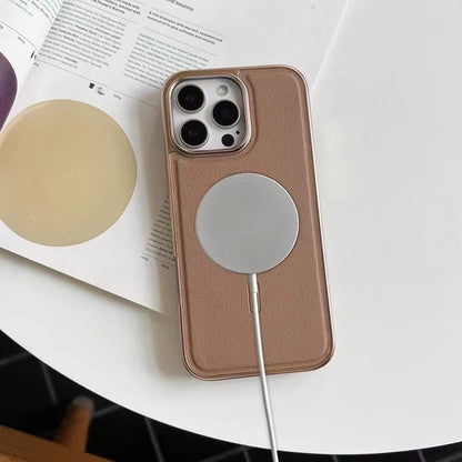 Konstläderskydd med magnetisk laddningsfunktion för iPhone