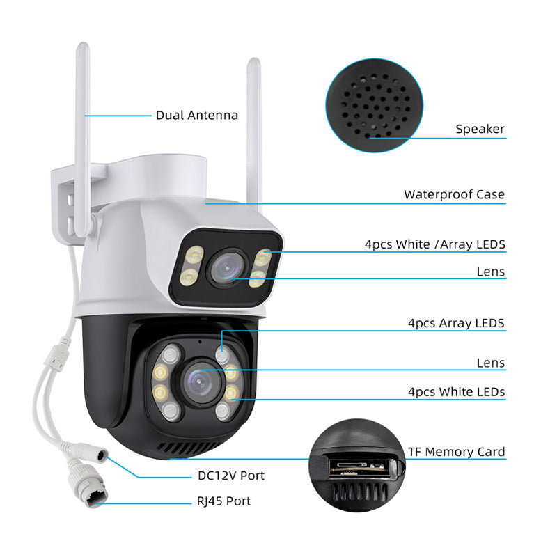 Dual Lens Night Vision HD Security Camera