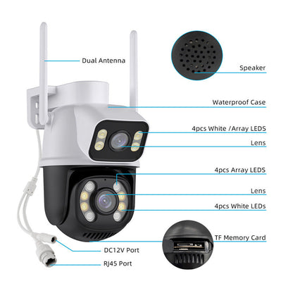 Dual Lens Night Vision HD Security Camera