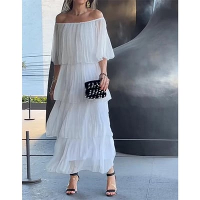 🔥Wat moet ik morgen aandoen?👗Elegante maxi-jurk met chiffoncake voor dames