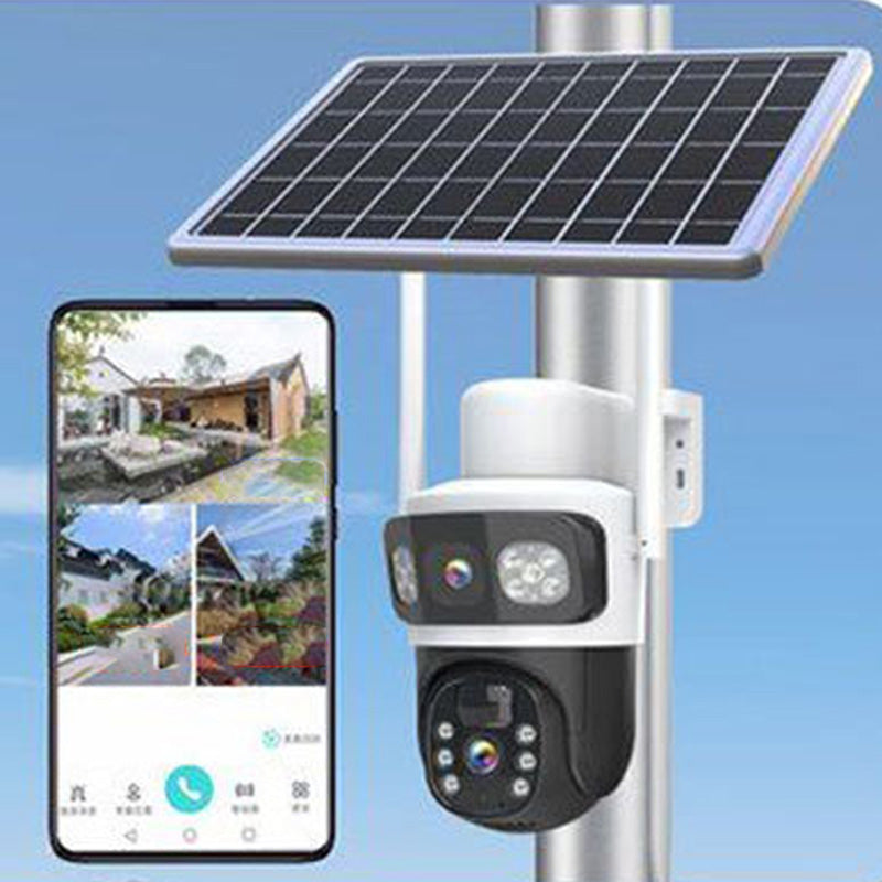 Caméras de sécurité solaire sans fil pour une utilisation en plein air avec une double lentille