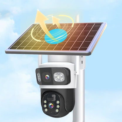 Caméras de sécurité solaire sans fil pour une utilisation en plein air avec une double lentille