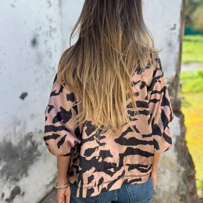 ⏳Begrenzte Zeit 50% Rabatt💥Bomberjacke mit Reißverschluss und Zebra-Print für Damen im Herbst