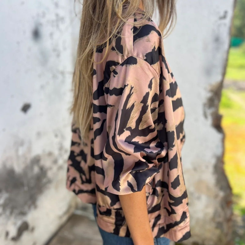 ⏳Begrenzte Zeit 50% Rabatt💥Bomberjacke mit Reißverschluss und Zebra-Print für Damen im Herbst