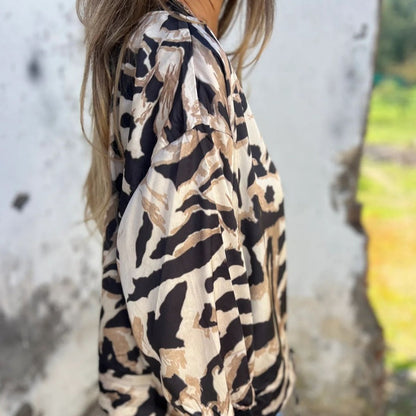 ⏳Begrenzte Zeit 50% Rabatt💥Bomberjacke mit Reißverschluss und Zebra-Print für Damen im Herbst