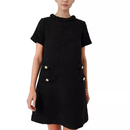 Women's elegant tweed dress with short sleeves