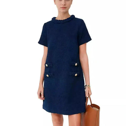 Women's elegant tweed dress with short sleeves