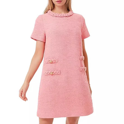 Women's elegant tweed dress with short sleeves