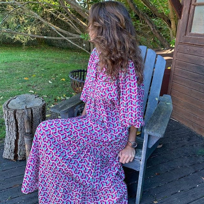 👗Robe longue bohème élégante à manches bouffantes et motif floral