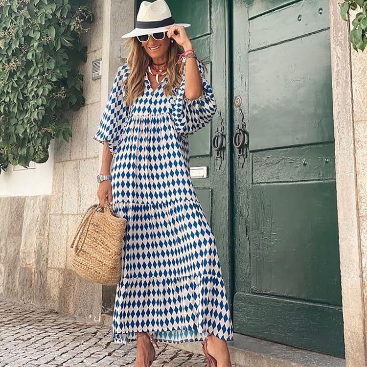 👗Robe longue bohème élégante à manches bouffantes et motif floral