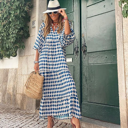 👗Robe longue bohème élégante à manches bouffantes et motif floral