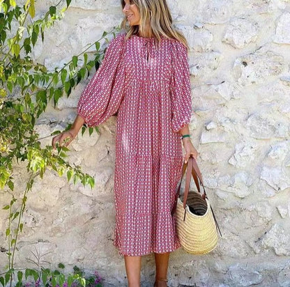 👗Robe longue bohème élégante à manches bouffantes et motif floral